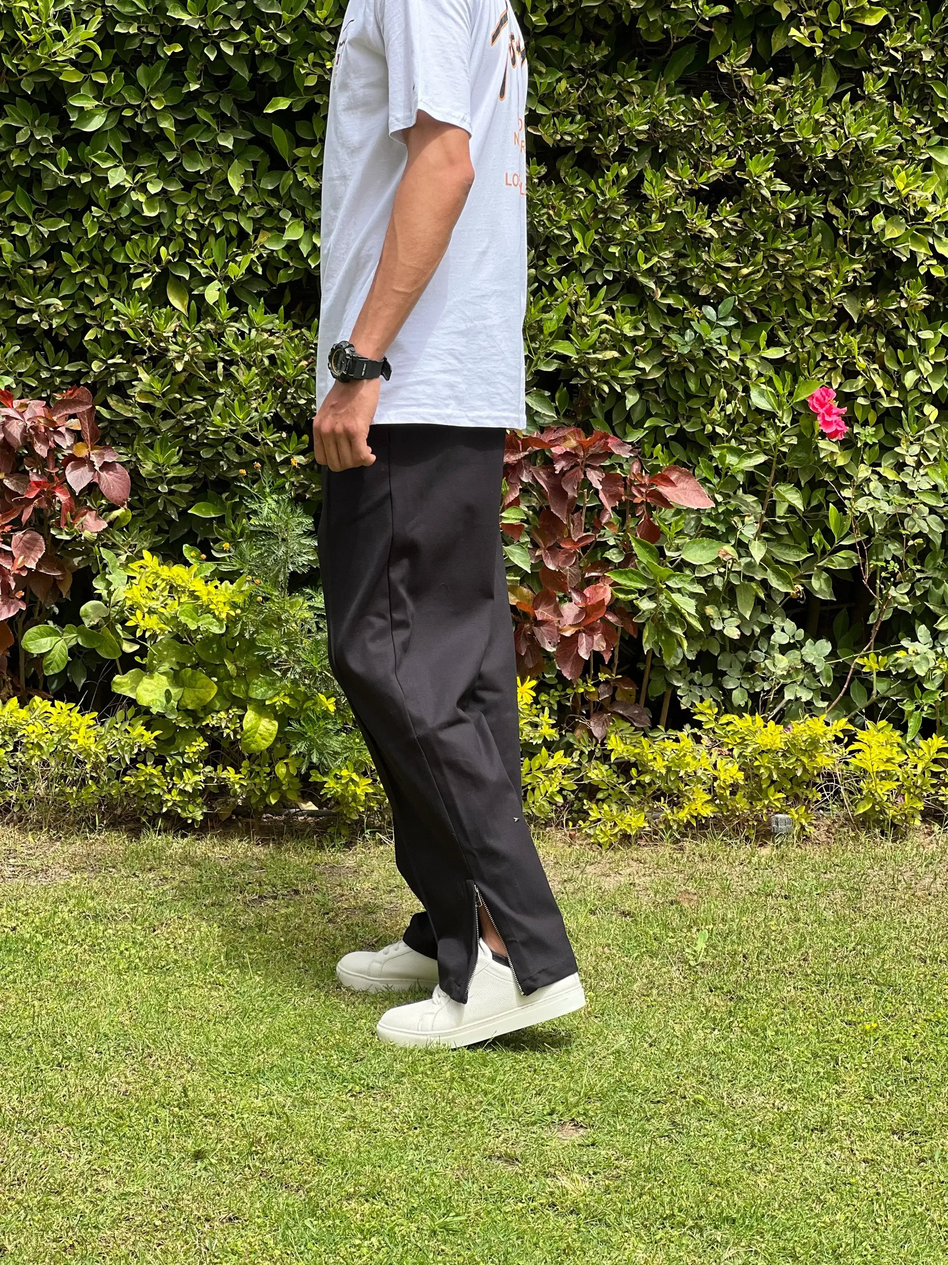 ZARA INTERLOCK ZIPPER PANTS