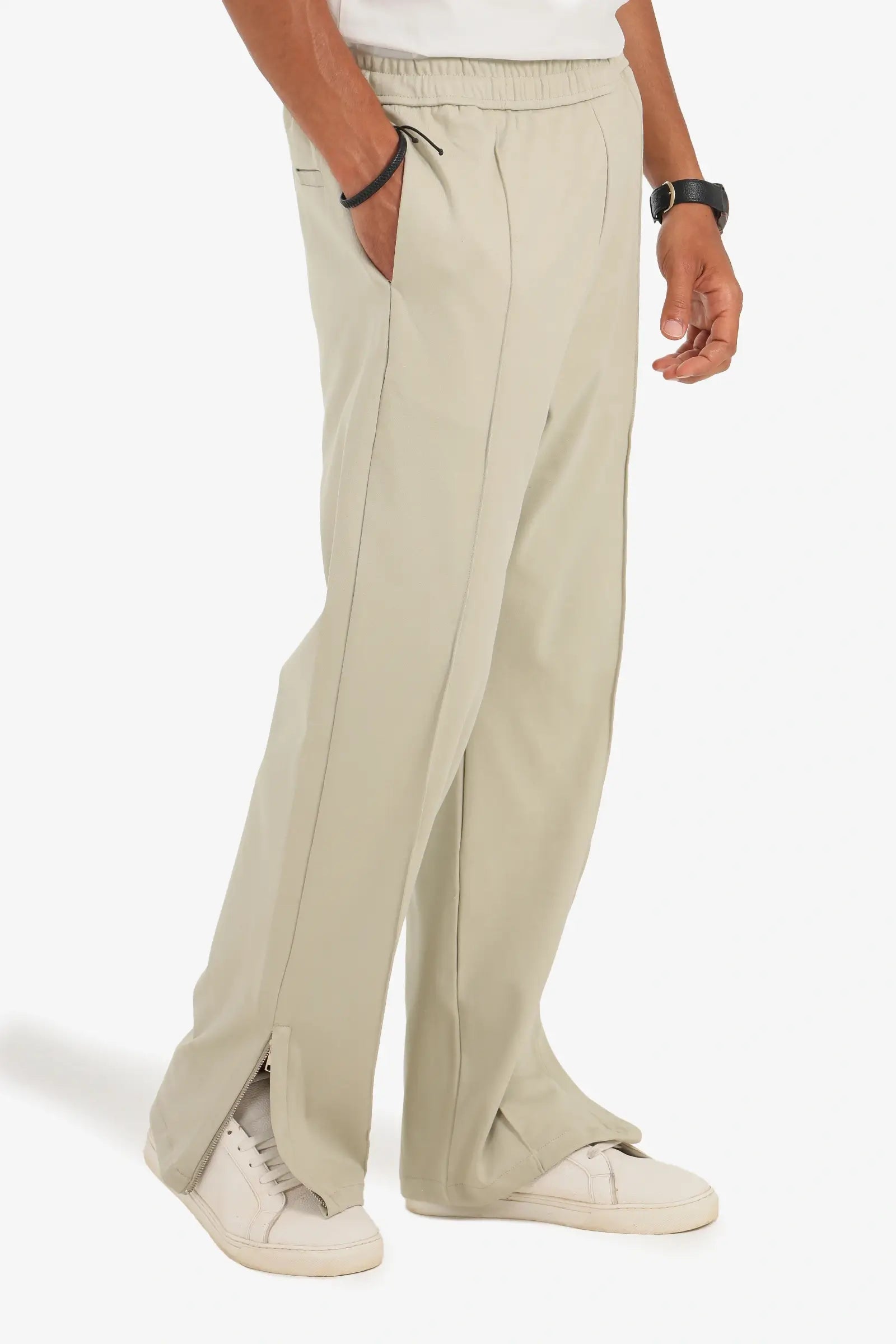 ZARA INTERLOCK ZIPPER PANTS
