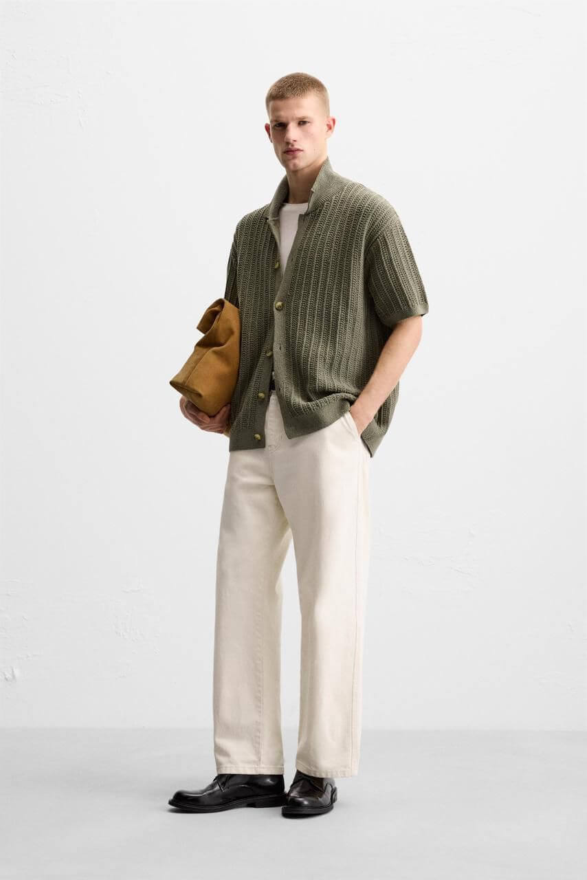 Zara Jaqared Olive Shirt